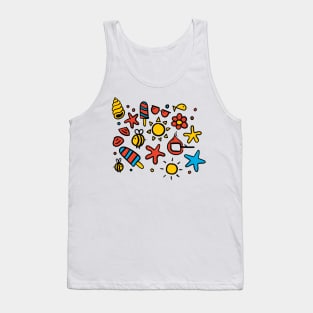 summer items color 1 - sun ice cream bee seastar sea elements warm Tank Top